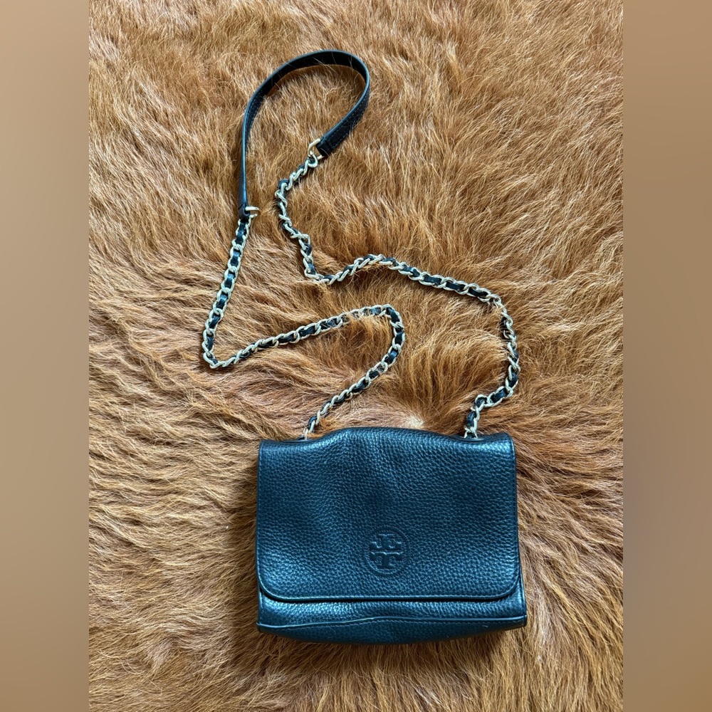 Tory Burch Black Pebbled Leather Crossbody Bag